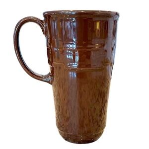 Longerberger Large Brown Coffee Mug Mint Condition Basket Weave Pattern.